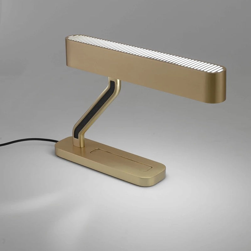 Metal Oval Table Lighting Contemporary LED Night Stand Lamp with Tray Base in Gold