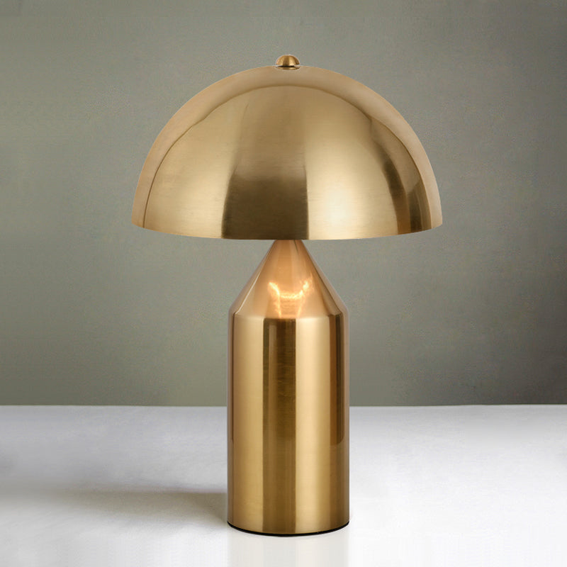 Luce da tavolo da notte a cupola in metallo moderno 1 lampada da comodino oro chiaro con base a matita