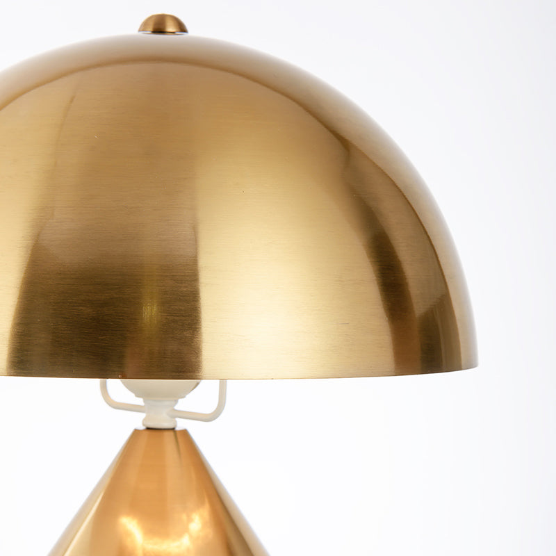 Luce da tavolo da notte a cupola in metallo moderno 1 lampada da comodino oro chiaro con base a matita