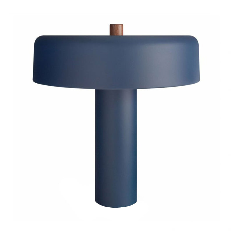 Lampada da comodino rotonda con illuminazione da tavolo minimale a 1 testa con paralume metallico per camera da letto