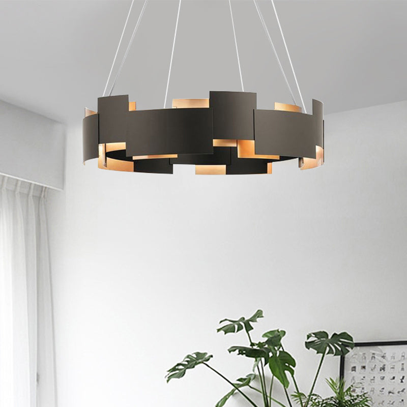 Lampadario circolare in metallo lampadario contemporaneo a soffitto appeso nero per soggiorno