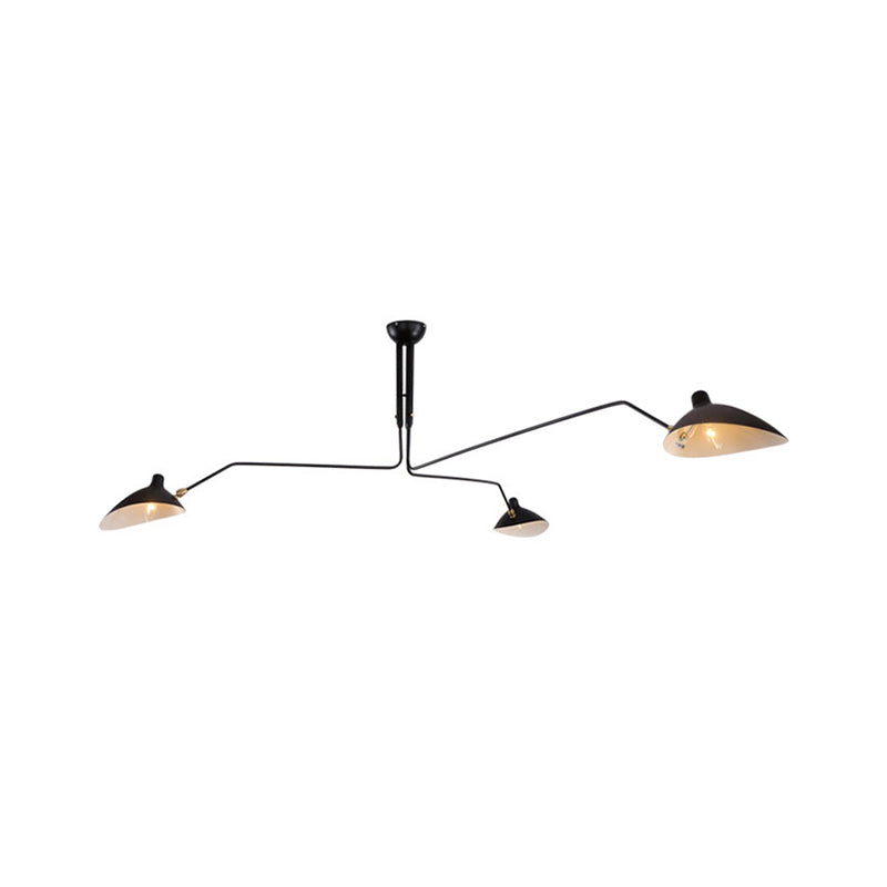 Lampada il lampadario a cappello in metallo Light Segnalini moderni 3 Luci a sospensione nera Accensione con braccio curvo