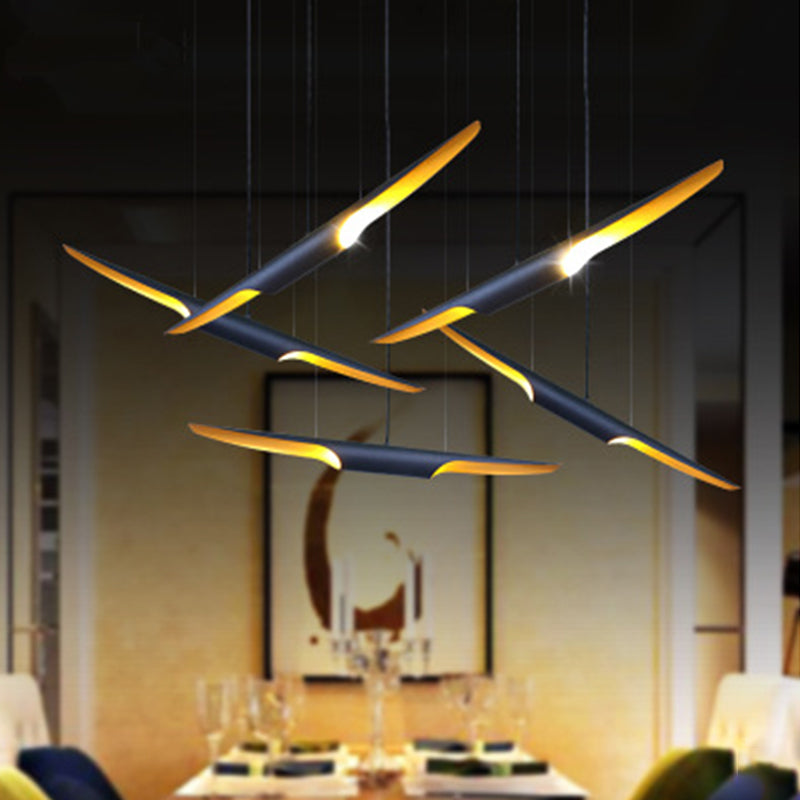 Modern 2 Heads Island Lamp Bias Cut Tube Pendant Lighting Fixture with Metallic Shade