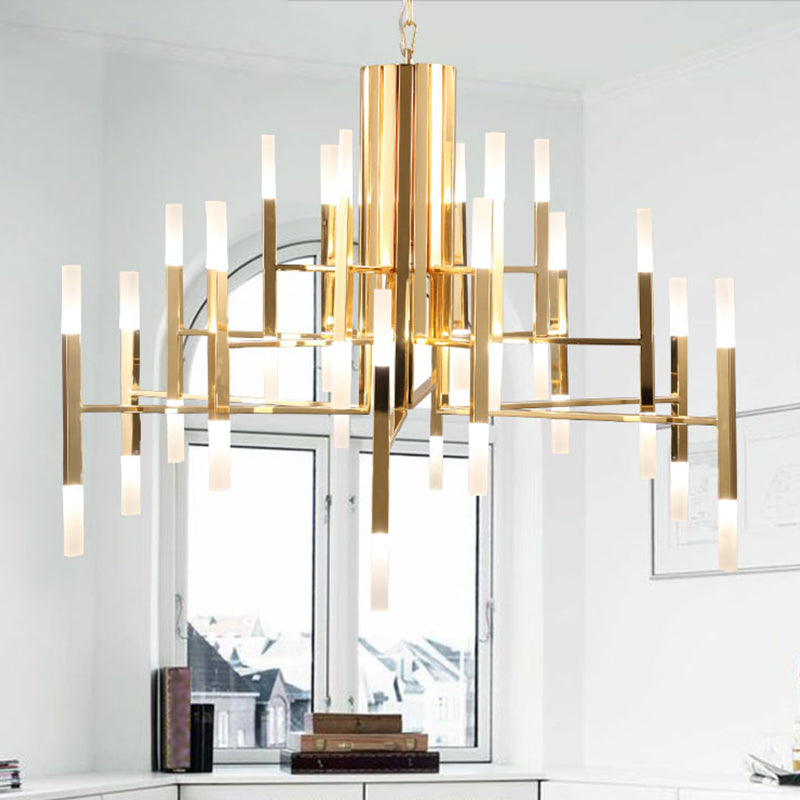 Burst Acrylic Chandelier Light Modern Suspension Pendant with Tubular Acrylic Shade