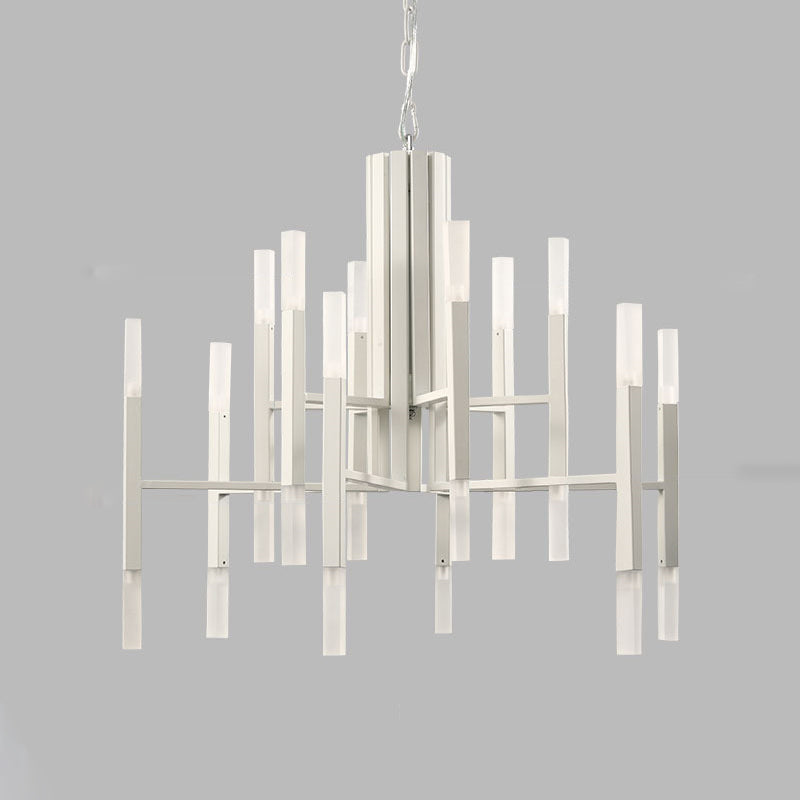 Burst Acrylic Chandelier Light Modern Suspension Pendant with Tubular Acrylic Shade