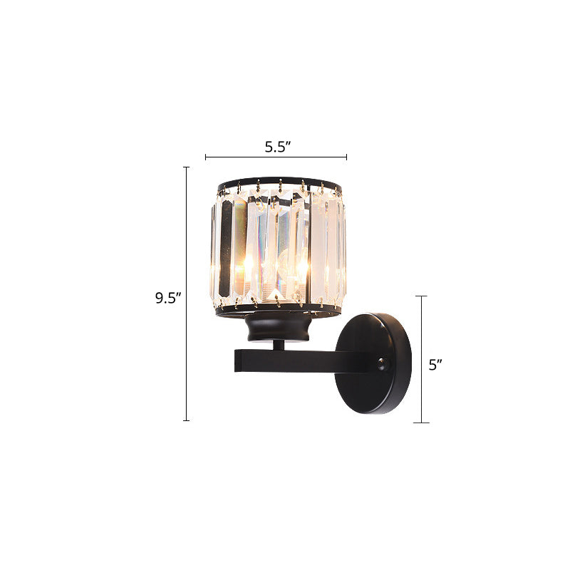 Iluminación de pared del corredor de cilindros Cristal biselado tradicional 1 Bulbo de pared colgante de pared