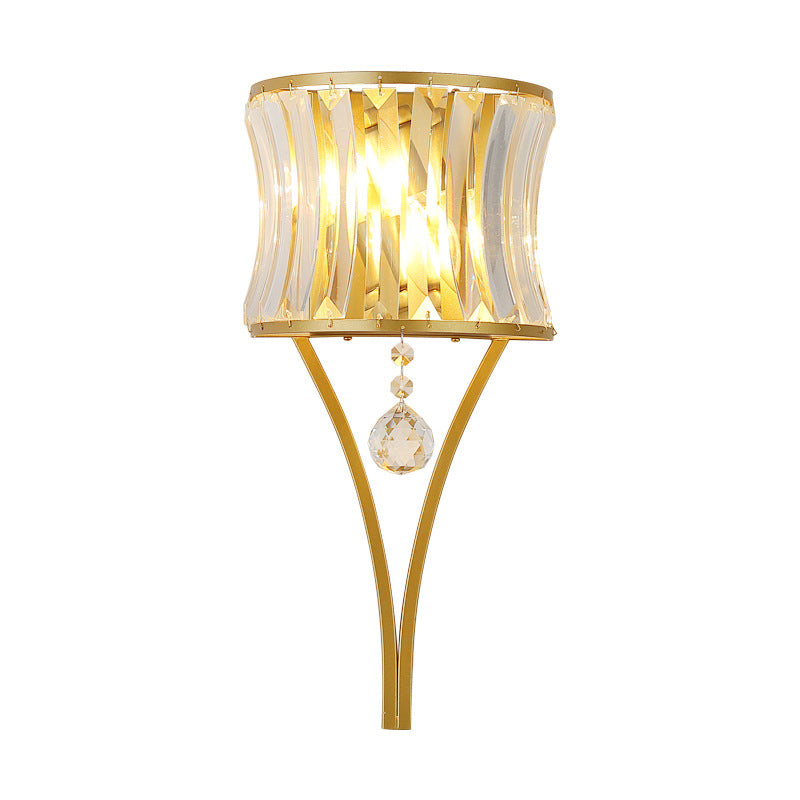 1 lampada lampada a parete in cristallo trasparente lampada a parete curva rustica illuminazione montata a parete con telaio metallico