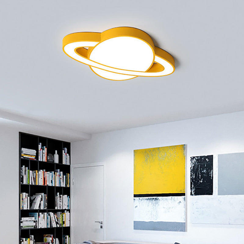 Weiß/Pink/Gelb/Blau Planet Form Flush Mount Lampe Nordic Style Acryl LED Deckenleuchte für Kinder Schlafzimmer