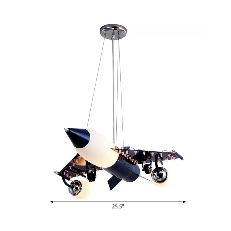 Avión de combate Parnas Luz de caricatura Candelera de metal en negro para niños dormitorio
