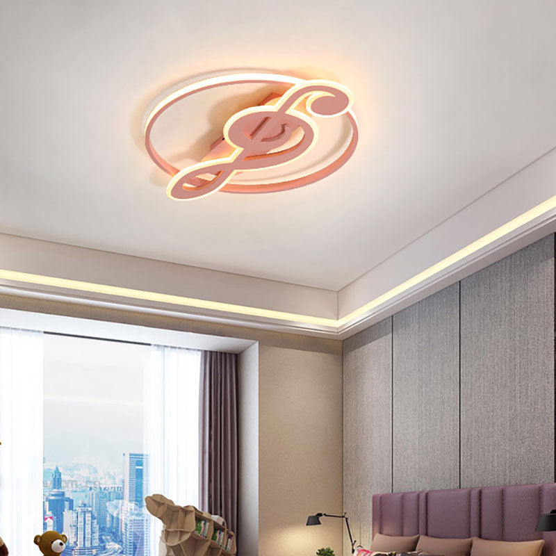 Candy Colored Musical Note Ceiling Mount Light Macaron Loft Acrylic LED Flush Light for Kid Bedroom