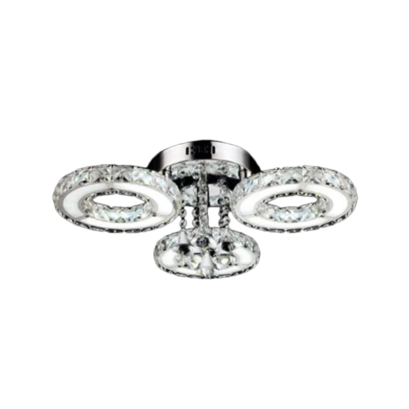 3/6 Lampadine Flush Massimale Light Modern Circular Opulent Inlaid Crystal Flushmount in Silver