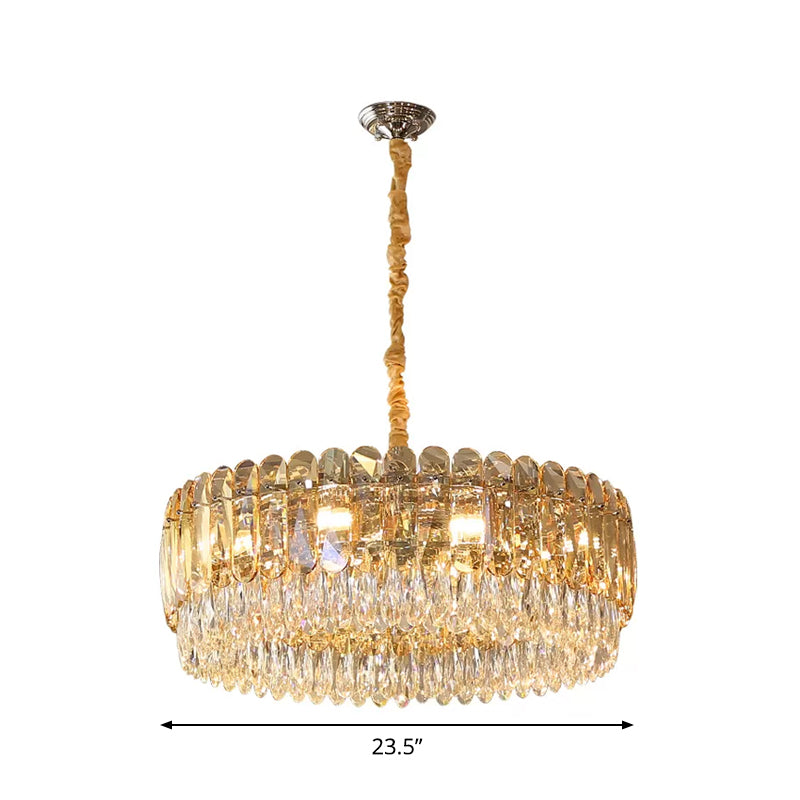 Silver 6/10 Heads Suspension Light Modern Crystal Round Chandelier Luz colgante para dormitorio