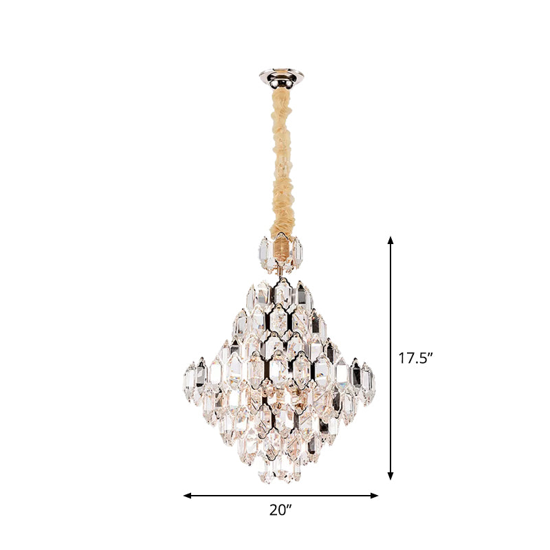 Lámpara colgante de cono moderna con estilo moderno 8/10 Luz de lámpara de cristal transparente K9 en plata