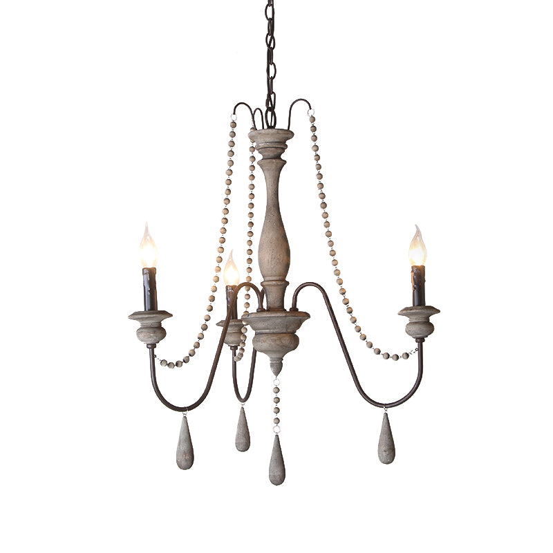 Farmhouse Spouping Arm Chandelier Wood suspendu plafond plafond avec candélabre Design