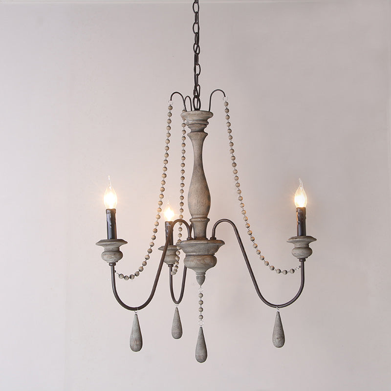 Farmhouse Spouping Arm Chandelier Wood suspendu plafond plafond avec candélabre Design