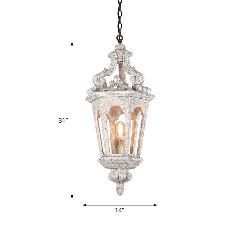 Rural Pavilion Pendant Lamp 1-Light Distressed Wood Hanging Ceiling Light for Living Room