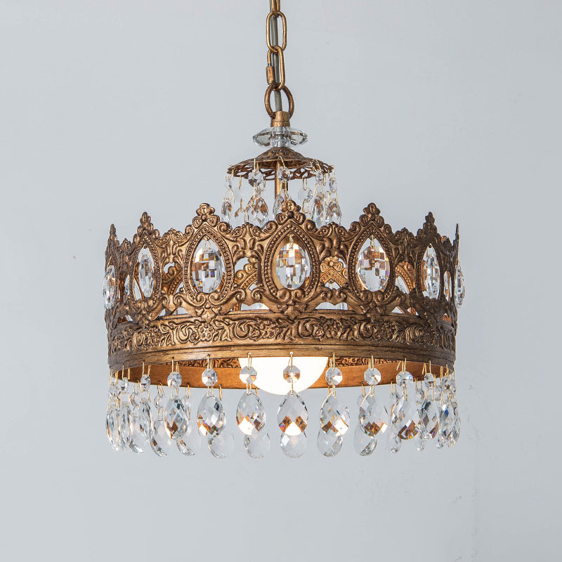 1 Head Metallic Hanging Lamp Kit Traditional Geometrical Dining Room Suspension Pendant Light