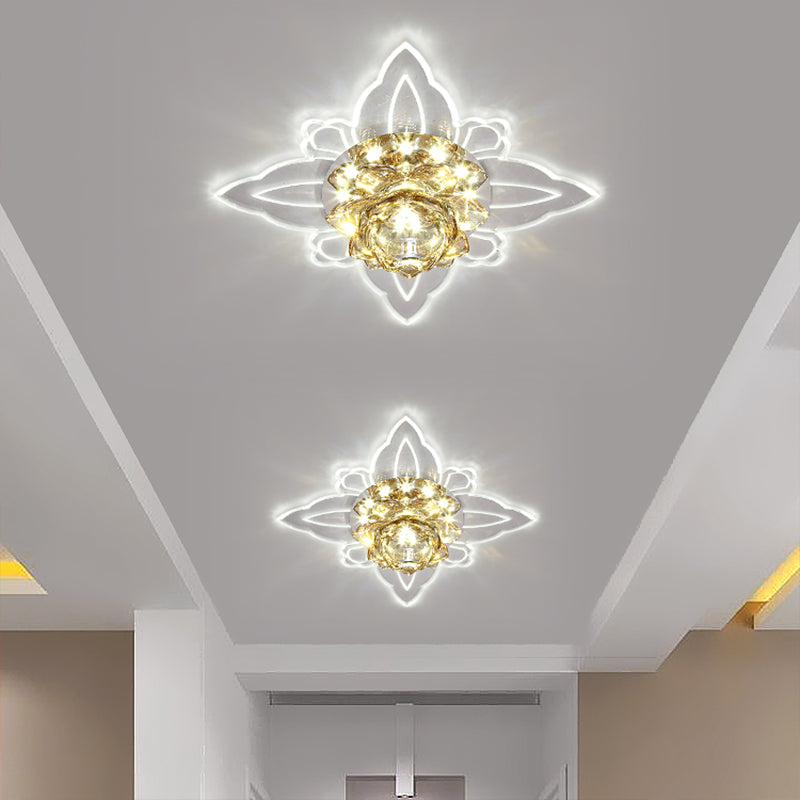 Lampada da incasso in cristallo trasparente Lotus stile moderno LED vicino all'illuminazione a soffitto per corridoio