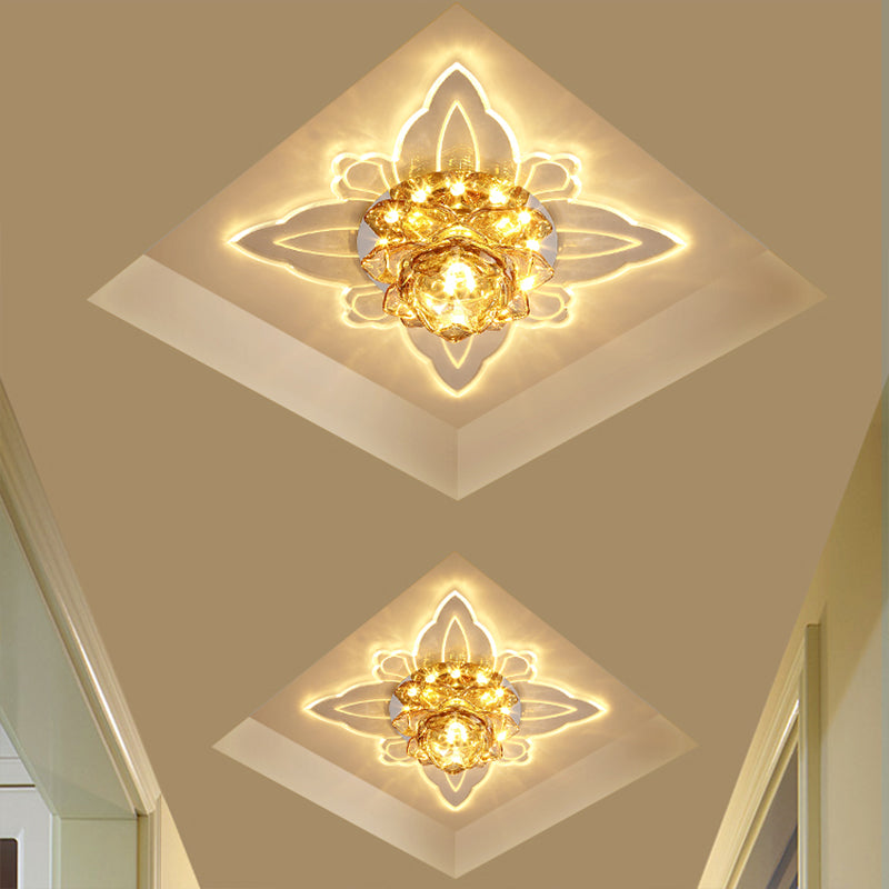 Lampada da incasso in cristallo trasparente Lotus stile moderno LED vicino all'illuminazione a soffitto per corridoio