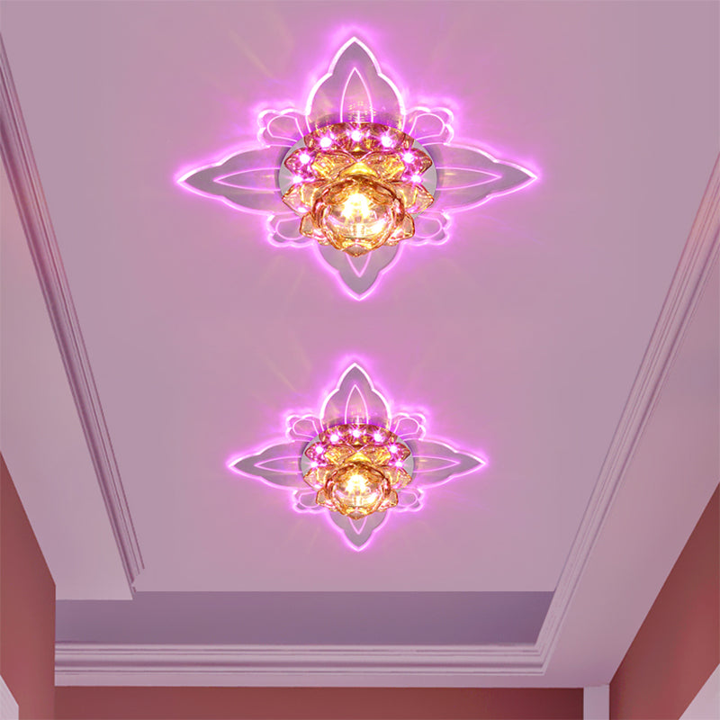 Lampada da incasso in cristallo trasparente Lotus stile moderno LED vicino all'illuminazione a soffitto per corridoio