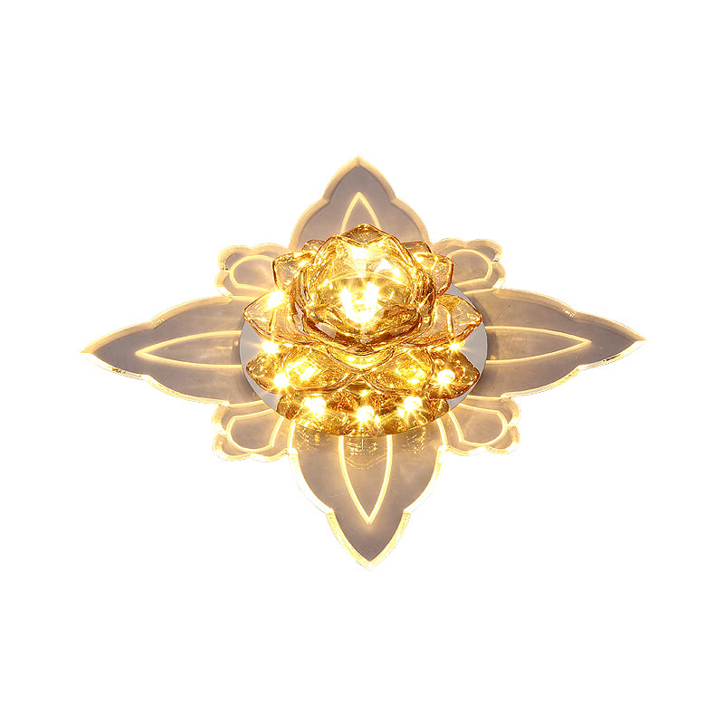 Lampada da incasso in cristallo trasparente Lotus stile moderno LED vicino all'illuminazione a soffitto per corridoio