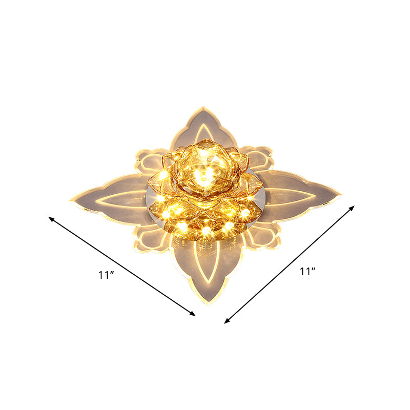 Lampada da incasso in cristallo trasparente Lotus stile moderno LED vicino all'illuminazione a soffitto per corridoio