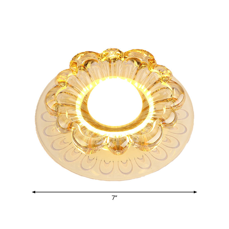 Nordic Peacock Tail LED Ceiling Light Blossom Flush Mount with Clear Crystal Shade