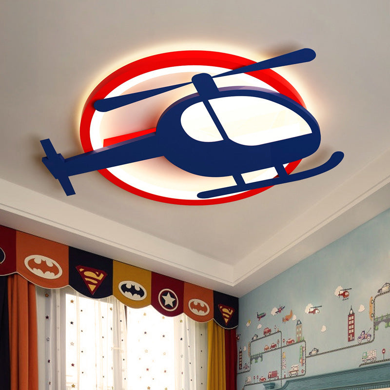 Helikopter Vorm LED Plafond Fixture Kid Acryl Flush Mount Licht voor Baby Slaapkamer