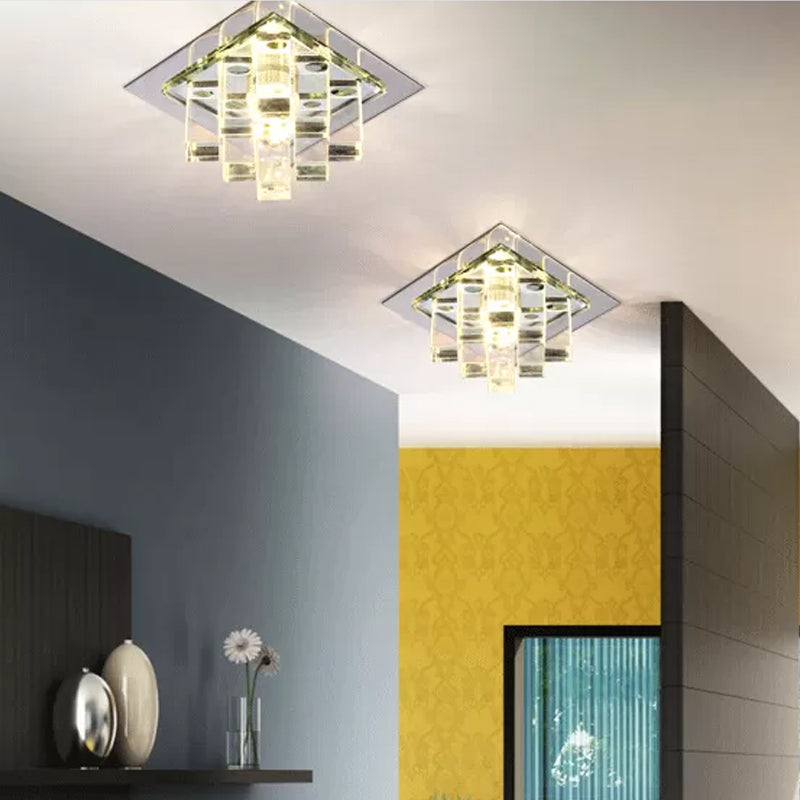 Crystal Square Ceiling Flush Mount Modernist LED Flushmount Light voor Corridor