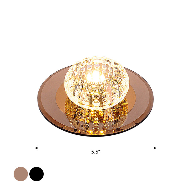 Round Crystal Flush Mount Lighting Simplicity LED Close to Ceiling Lamp for Foyer