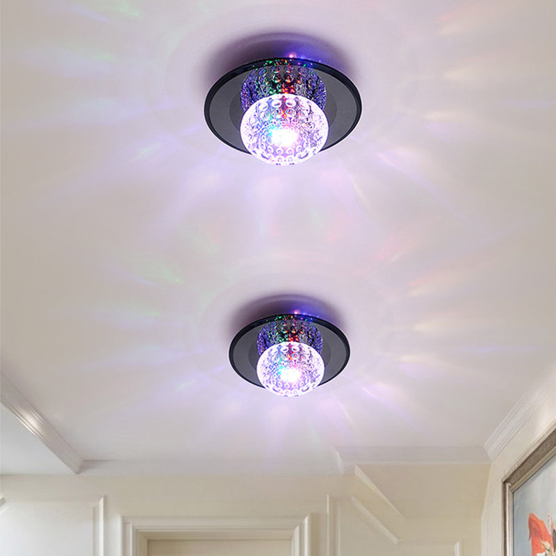 Round Crystal Flush Mount Lighting Simplicity LED Close to Ceiling Lamp for Foyer