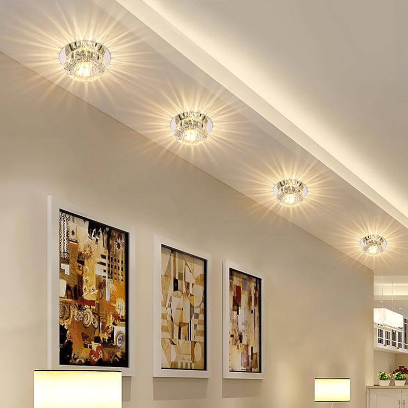 Chrome Pompoen Plafond Verlichting Modern Style Clear Crystal LED Flushmount Light voor de Hallway