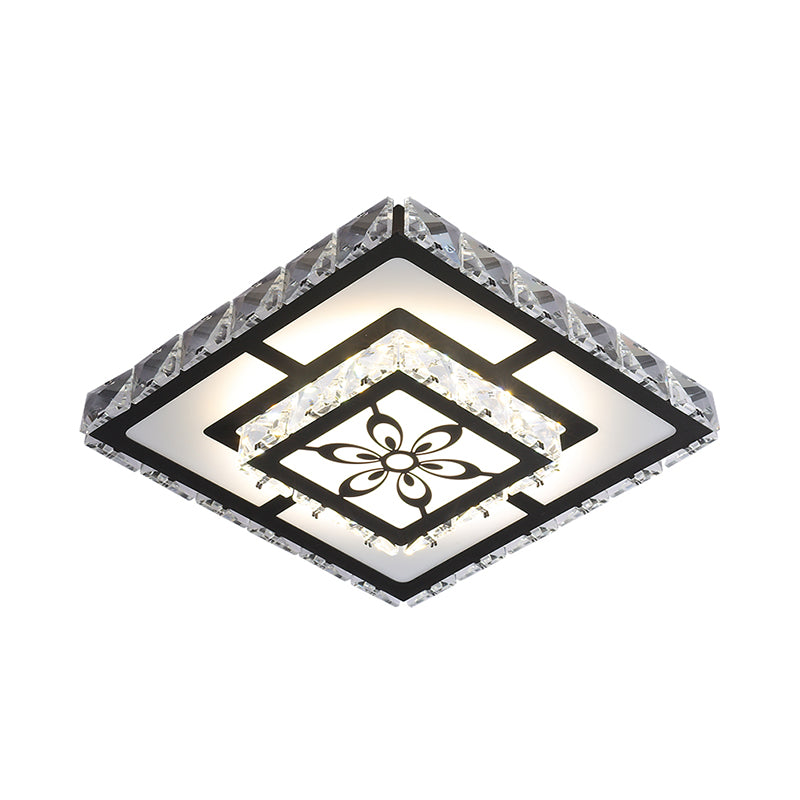 Acrylic Geometry Ceiling Lamp Minimalist LED Crystal Flush Mount Light with Floral Pattern