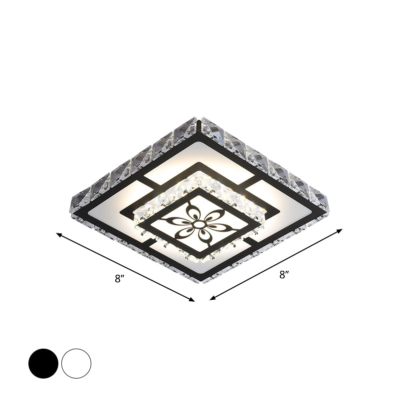Acrylic Geometry Ceiling Lamp Minimalist LED Crystal Flush Mount Light with Floral Pattern
