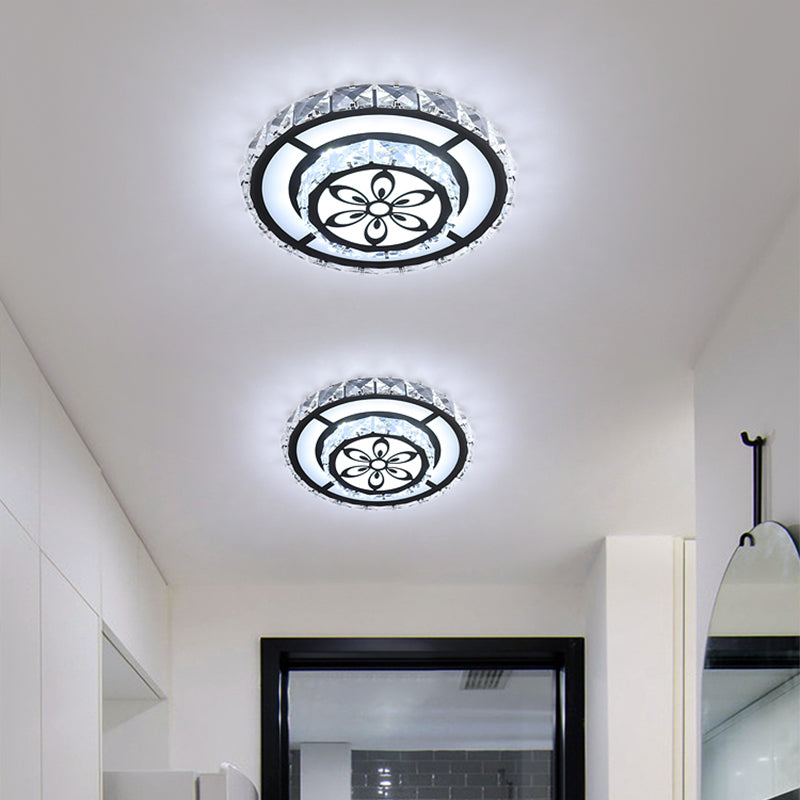 Acrylic Geometry Ceiling Lamp Minimalist LED Crystal Flush Mount Light with Floral Pattern