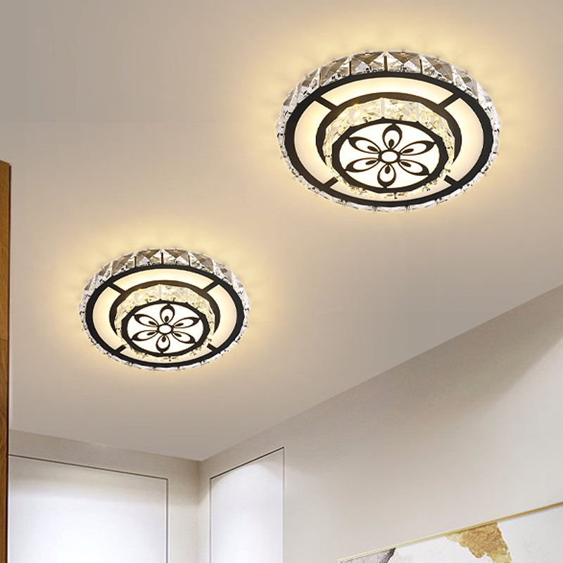 Acrylic Geometry Ceiling Lamp Minimalist LED Crystal Flush Mount Light with Floral Pattern