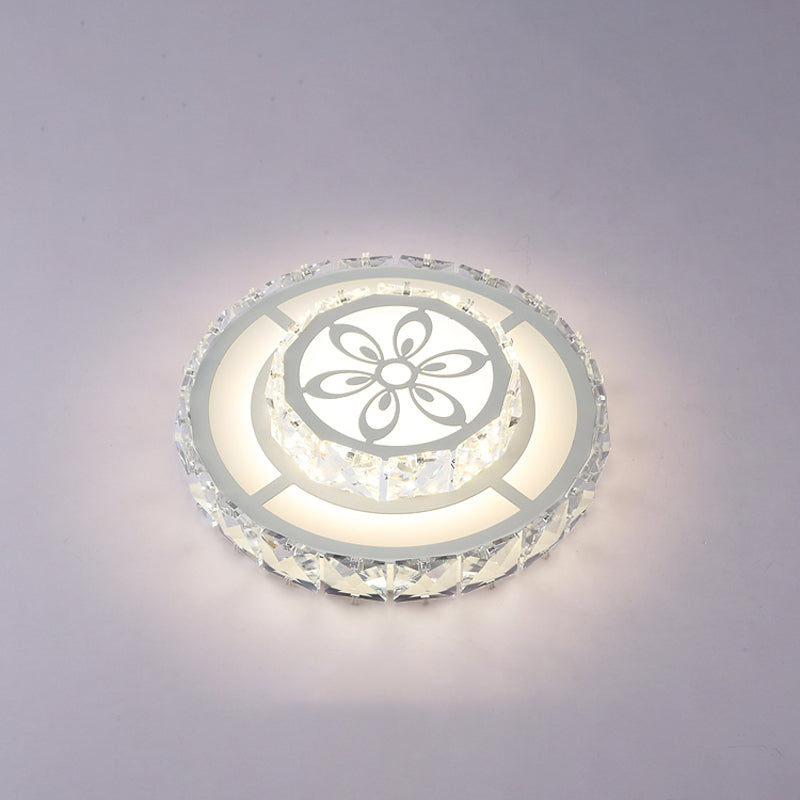 Acrylic Geometry Ceiling Lamp Minimalist LED Crystal Flush Mount Light with Floral Pattern