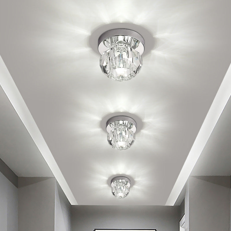 Globe gefacetteerde kristallen inbouwarmatuur Eenvoud LED dichtbij plafondlamp voor gang