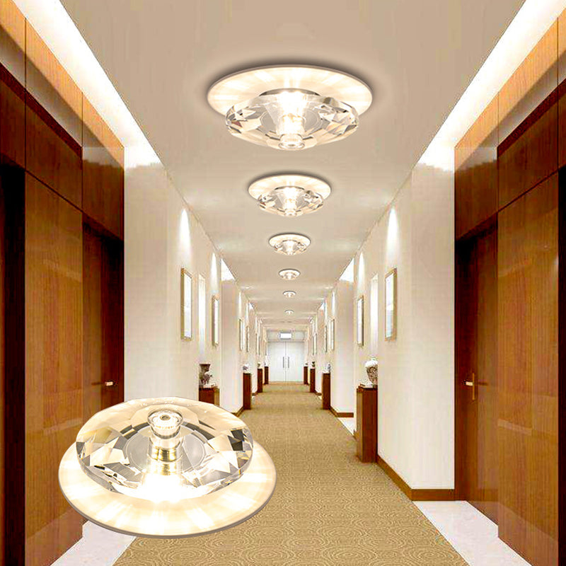 Clear Crystal Diamond Flush Ceiling Light Modern LED Flush Mount Lighting Fixture for Porch