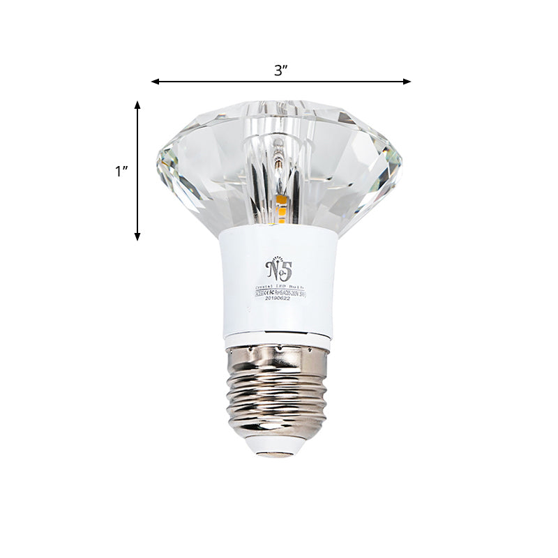 Minimalistische LED-Einbauleuchte Diamond in Deckennähe mit klarem Kristallschirm