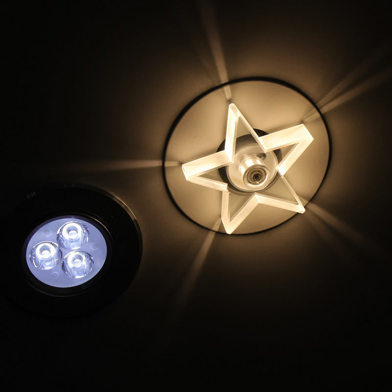 Simple LED Mini Ceiling Mounted Lamp Star Flush Mount Lighting with Clear Crystal Shade