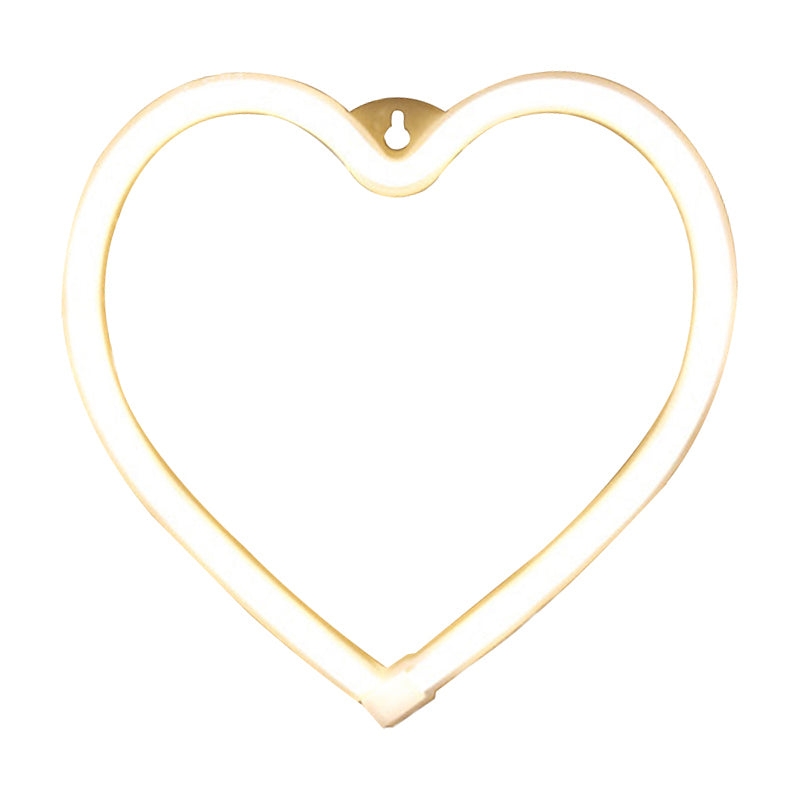 Lámpara de caricatura Led White White White Night Luce de plástico en forma de corazón con cable de enchufe UDB