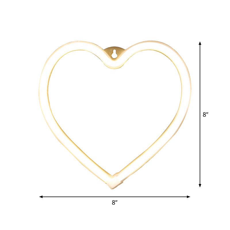 Lámpara de caricatura Led White White White Night Luce de plástico en forma de corazón con cable de enchufe UDB