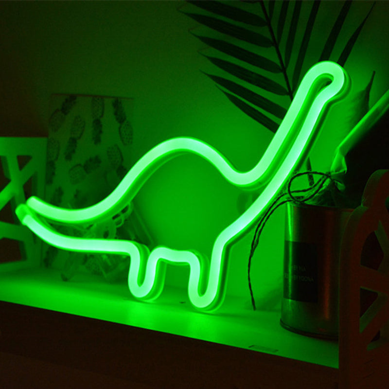 Dinosaur Plastic Wall Lighting Modern Style Battery LED White Nightstand Lamp for Boys Bedroom