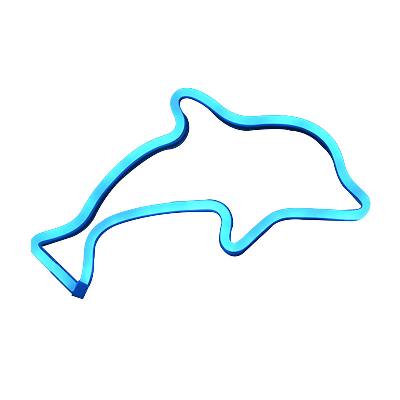 Dolphin Boys Bedroom Wall Light Plastic Creative Battery Powered LED Nightstand Lighting in White