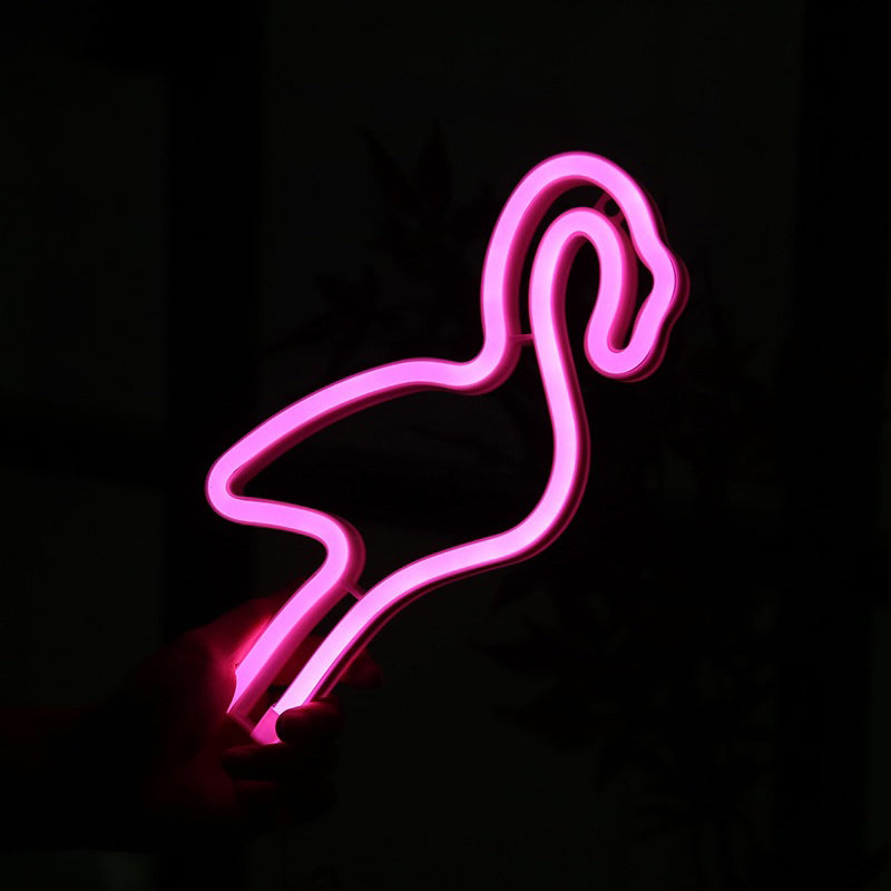 Kids Bedroom LED Night Light Cartoon Style White Wall Hanging Lamp with Flamingo Plastic Shade