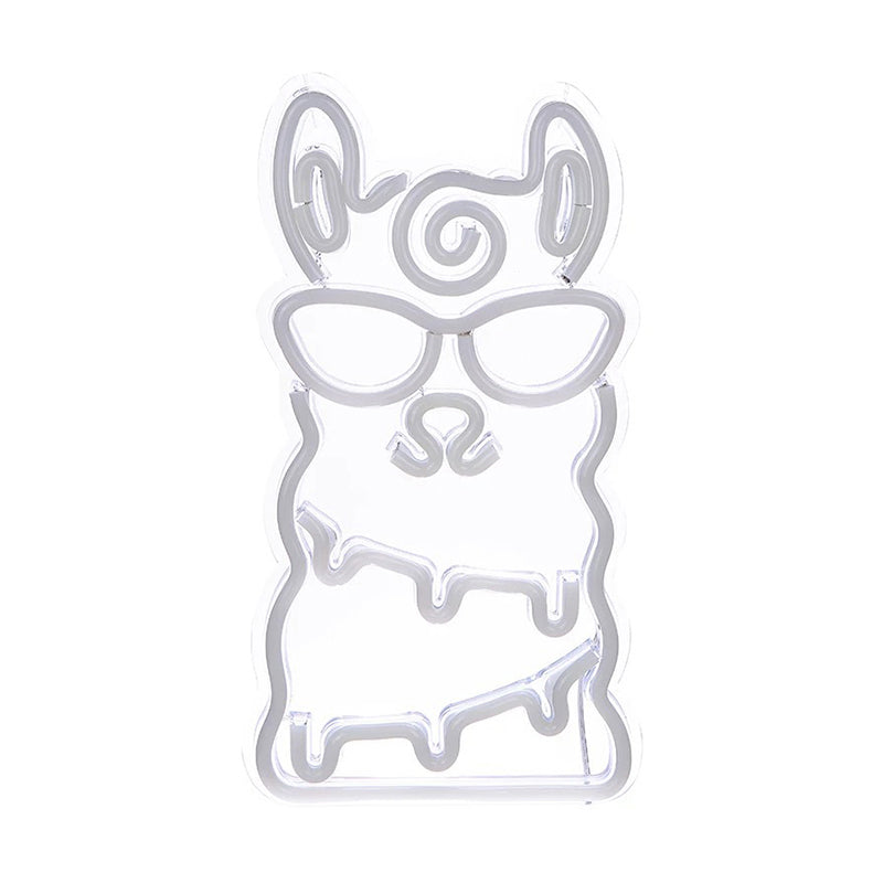 Alpaca Mini Wall Night Light Cartoon Style Plastic Kids Bedroom LED Nightstand Lamp in White