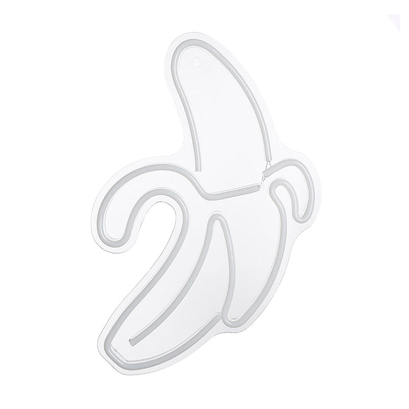 Nordic Banana Wall Night Lamp Acrylic Children Bedroom LED Nightstand Light in White with USB Plug-in Cord