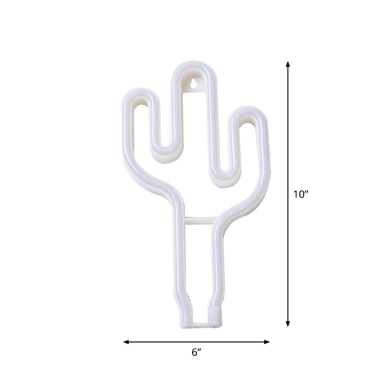 Plástico Cactus mini lámpara nocturna creativa USB operada LED White White Wall Night Lighting