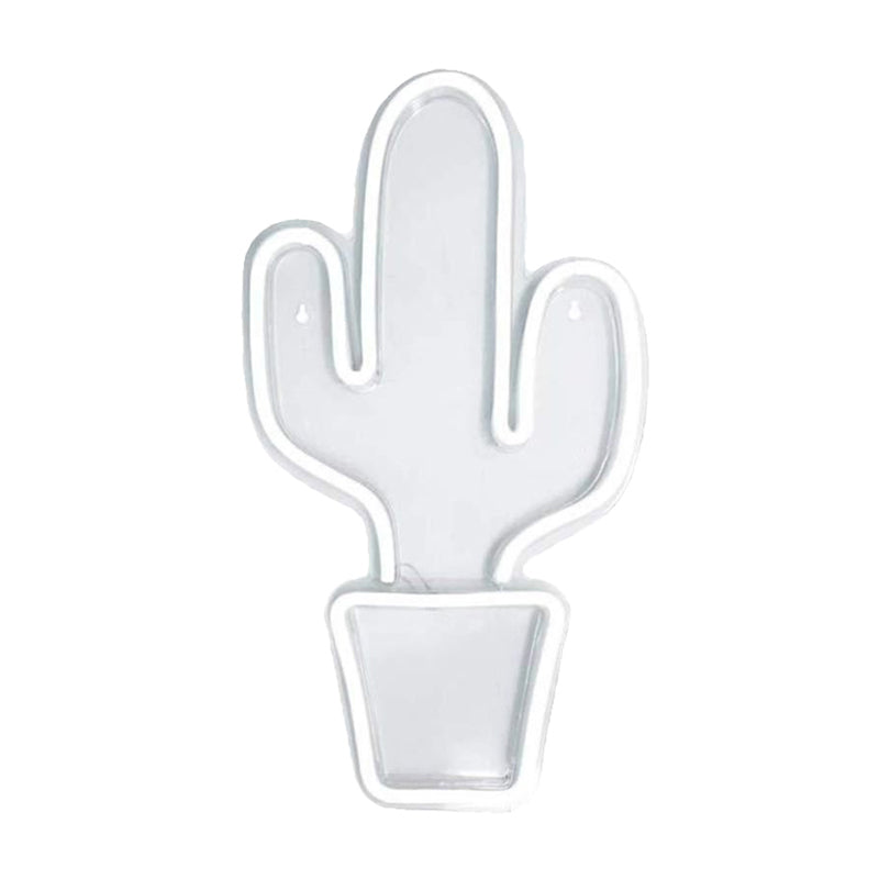 White Potted Cactus Shaped Nightstand Light Kids Style LED Plastic Wall Night Lighting